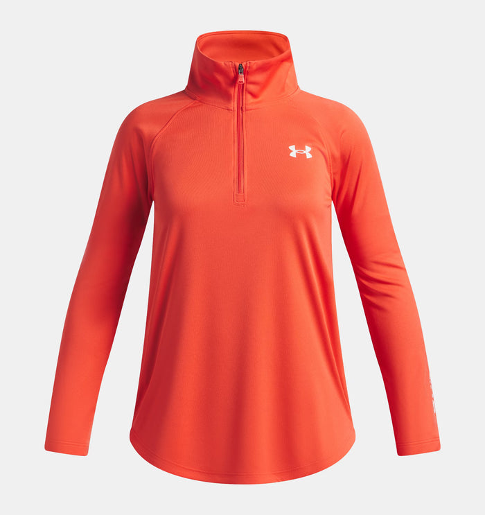 UNDER ARMOUR Girl's Tech Wordmark Half Zip Top - Venom Red