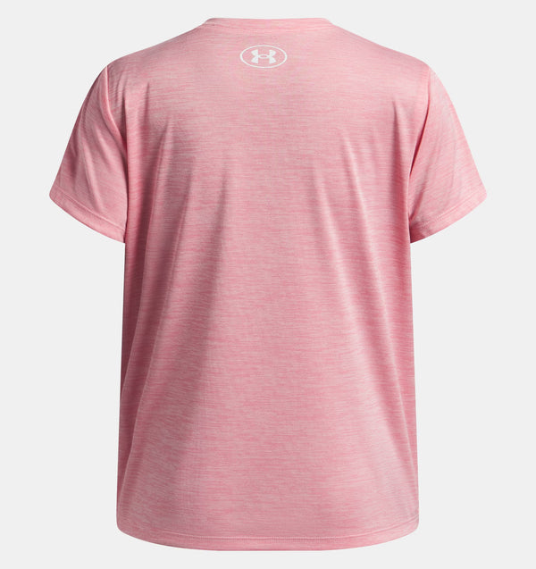 UNDER ARMOUR Girl's Tech Twist Wordmark Logo T-Shirt - Pink