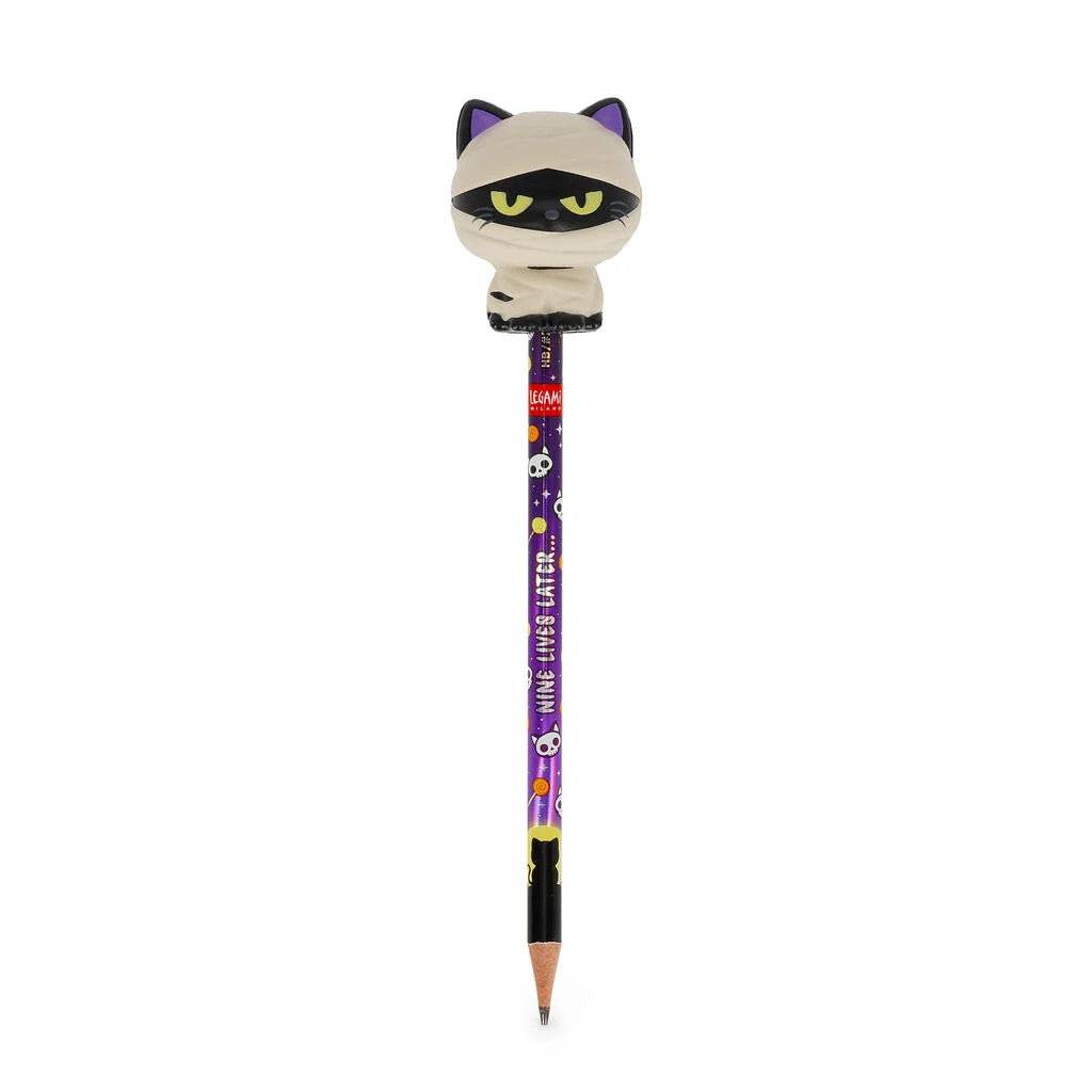 SQUELEGAMI Pencil with Halloween Squishy Mummy Cat "Nine Lives Later" - Squeezies