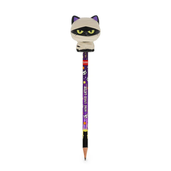 SQUELEGAMI Pencil with Halloween Squishy Mummy Cat "Nine Lives Later" - Squeezies