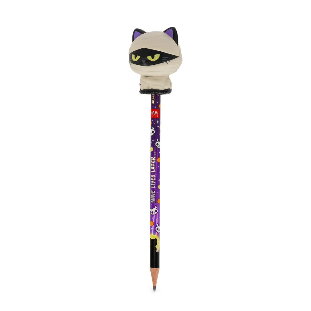 SQUELEGAMI Pencil with Halloween Squishy Mummy Cat "Nine Lives Later" - Squeezies