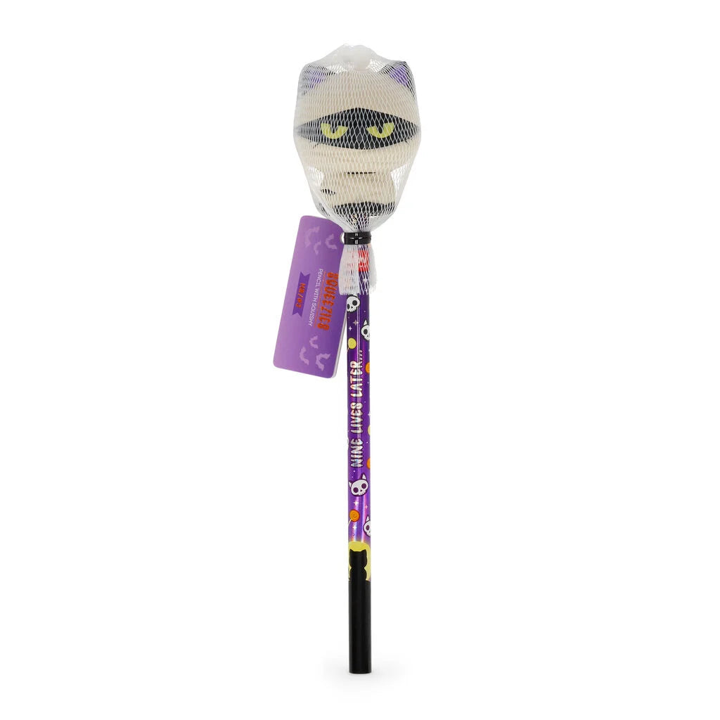 SQUELEGAMI Pencil with Halloween Squishy Mummy Cat "Nine Lives Later" - Squeezies
