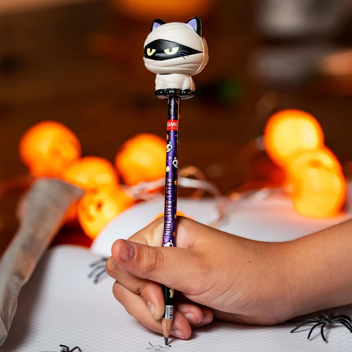 SQUELEGAMI Pencil with Halloween Squishy Mummy Cat "Nine Lives Later" - Squeezies
