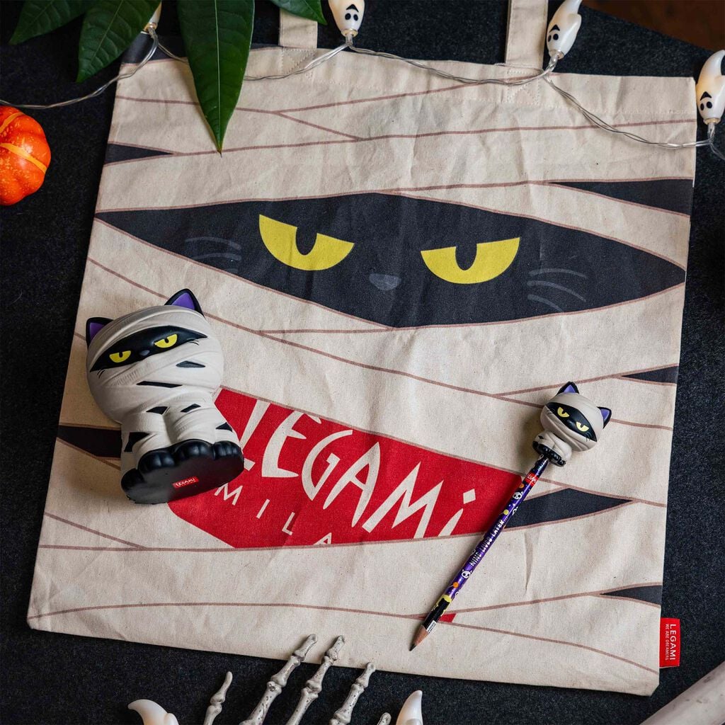 SQUELEGAMI Pencil with Halloween Squishy Mummy Cat "Nine Lives Later" - Squeezies