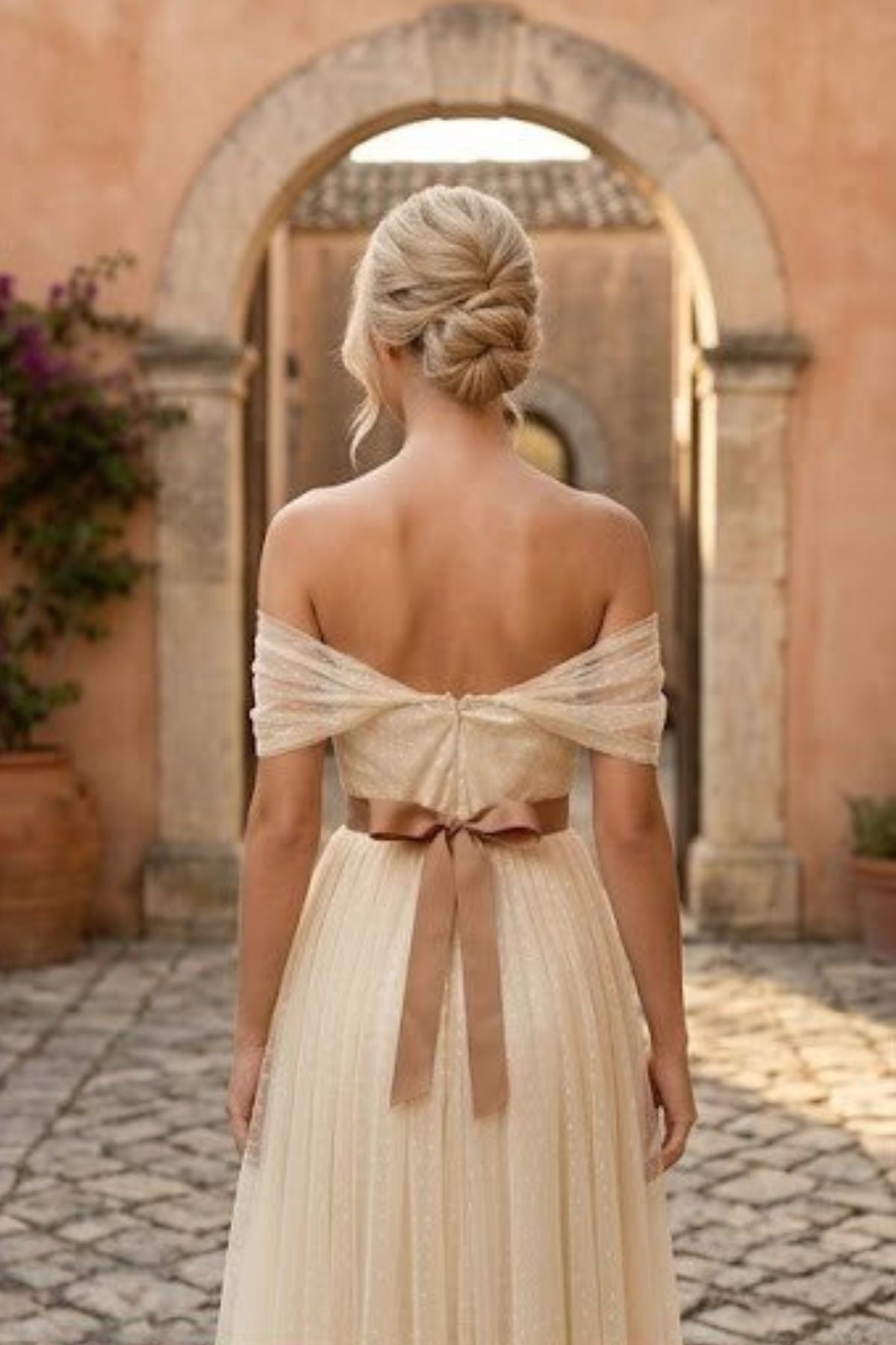COPE CLOTHING Diane Powder Satin Ribbon Dress - Cream