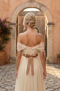 COPE CLOTHING Diane Powder Satin Ribbon Dress - Cream
