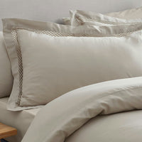 CATHERINE LANSFIELD Classic Lattice Lace Duvet Set - Natural