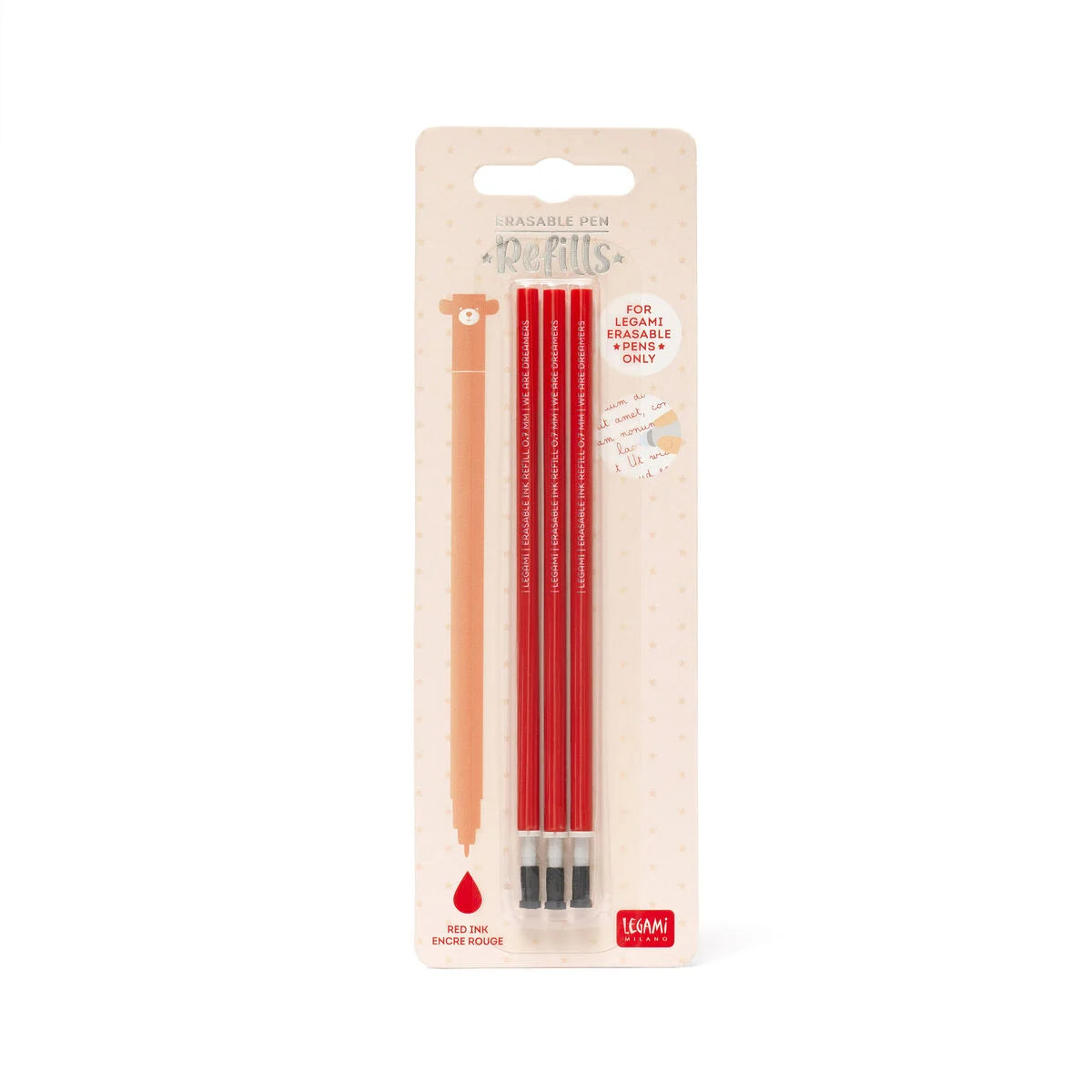 LEGAMI Set of 3 Refills for Erasable Pens - 8 Colours Available