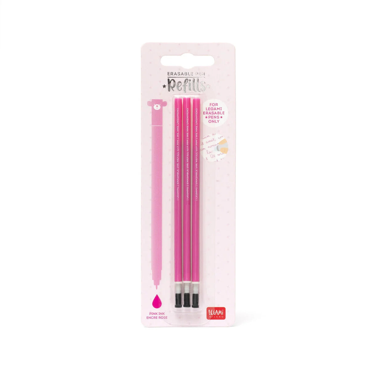 LEGAMI Set of 3 Refills for Erasable Pens - 8 Colours Available