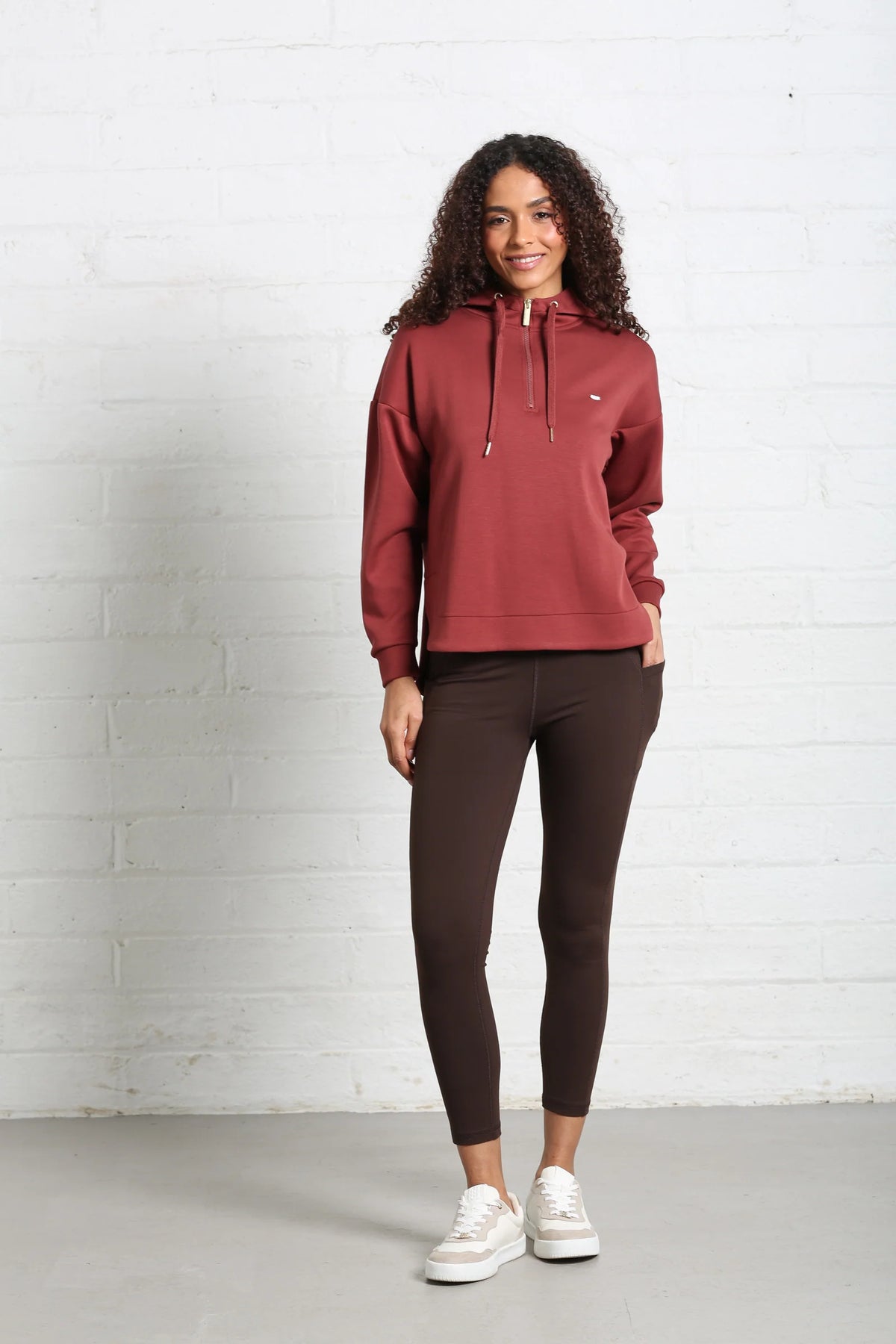RELAX & RENEW Rumi Half Zip Hoodie - Rust