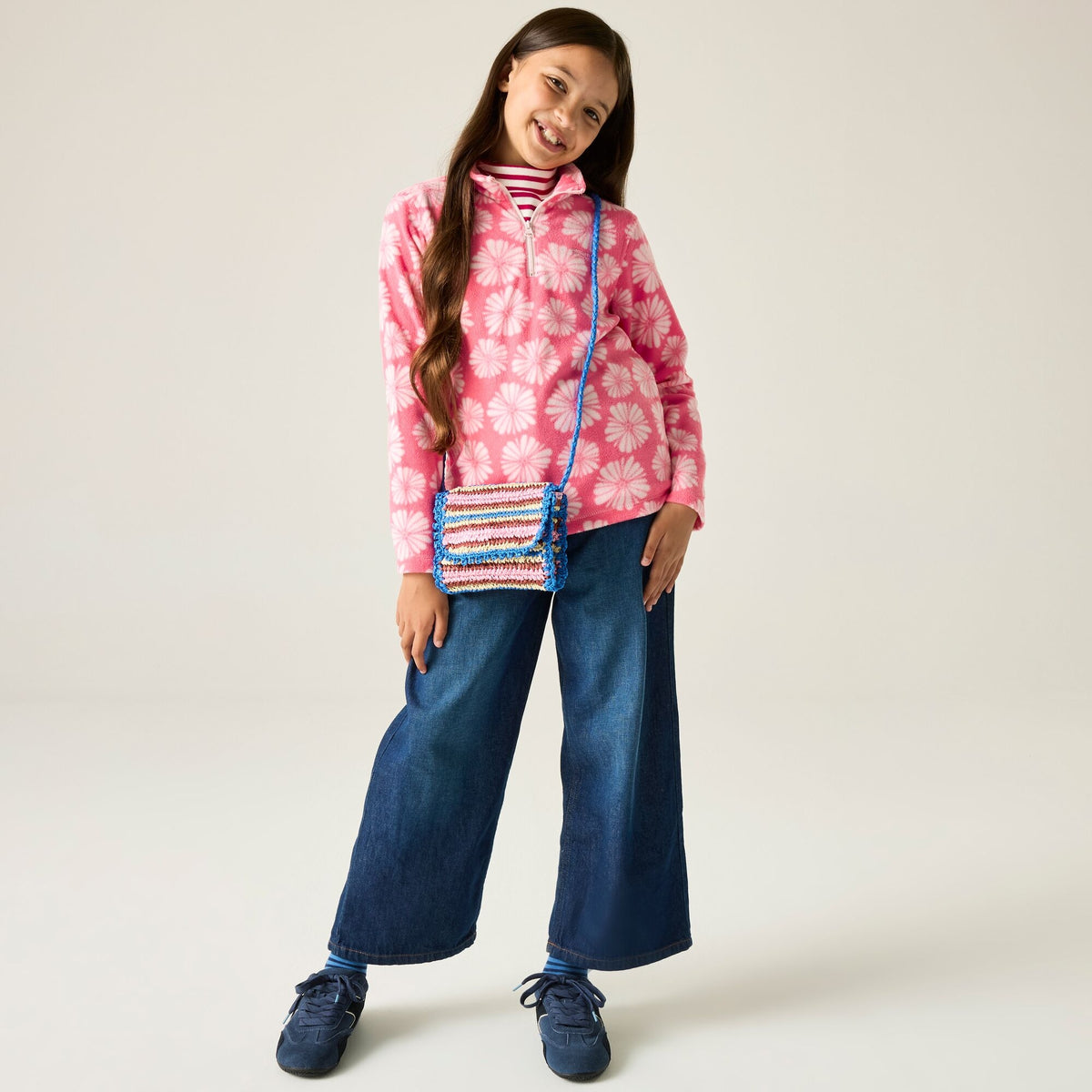 REGATTA Girls' Hot Shot II Half Zip Fleece - Floral Pink