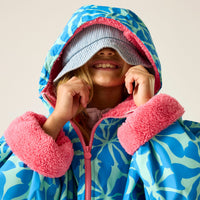 REGATTA Kids Waterproof Changing Robe - Floral Blue