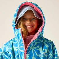 REGATTA Kids Waterproof Changing Robe - Floral Blue