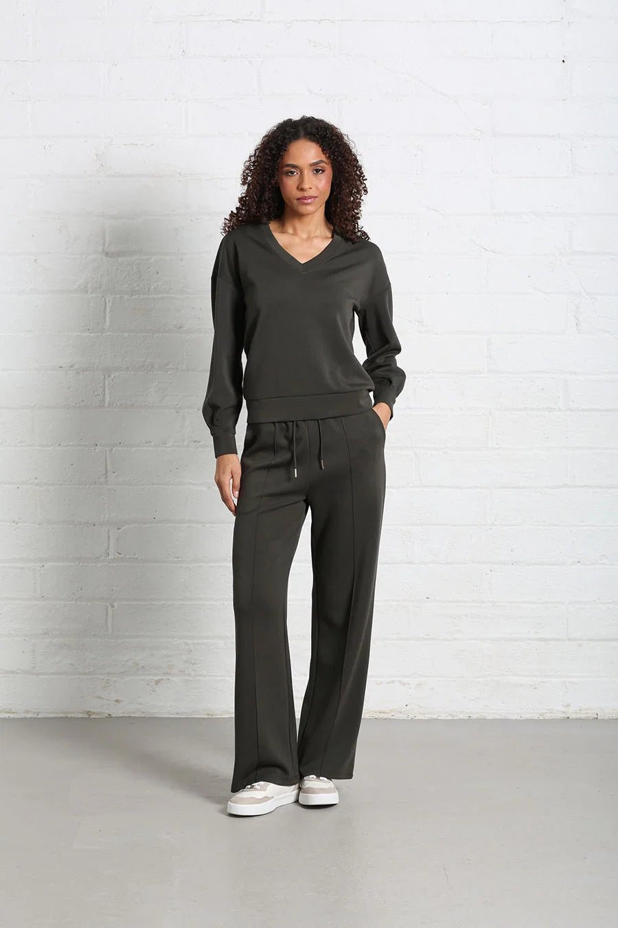 RELAX & RENEW Wren Wide Leg Jogger - Khaki
