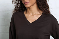 RELAX & RENEW Elara V-Neck Sweatshirt - Brown