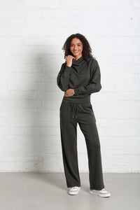RELAX & RENEW Sable Cowl Neck Top - Khaki