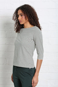 RELAX & RENEW Paloma Green Stripe 3/4 Sleeve Top