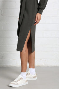 RELAX & RENEW Celia Long Sleeve Dress - Khaki