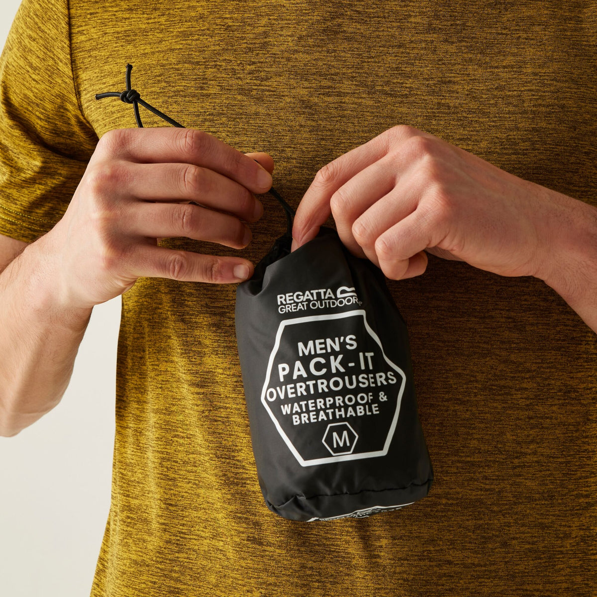 REGATTA Men's Pack-It Waterproof Overtrousers - Black