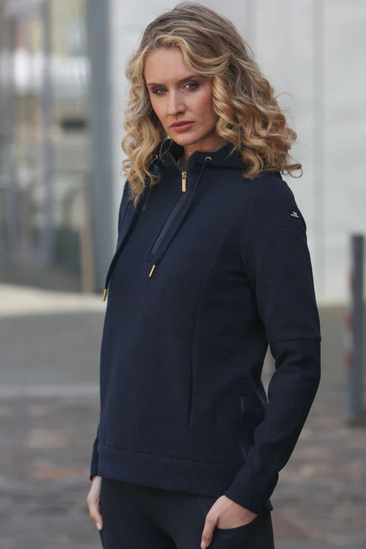 RELAX & RENEW Felicity Half Zip Hoodie - Navy