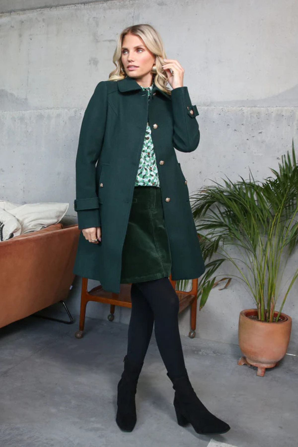 RANT & RAVE Kyrie Tailored Coat - Green