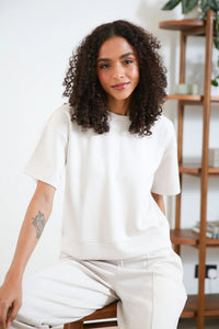 RELAX & RENEW Alexandra Short Sleeve Sweatshirt - Cream