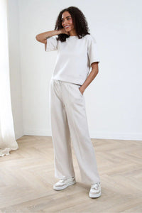 RELAX & RENEW Alexandra Short Sleeve Sweatshirt - Cream
