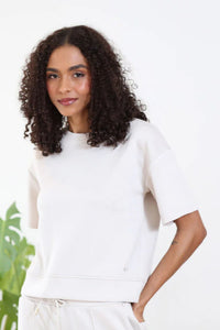 RELAX & RENEW Alexandra Short Sleeve Sweatshirt - Cream