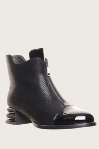 REDZ Front Zip Ankle Boots - Black
