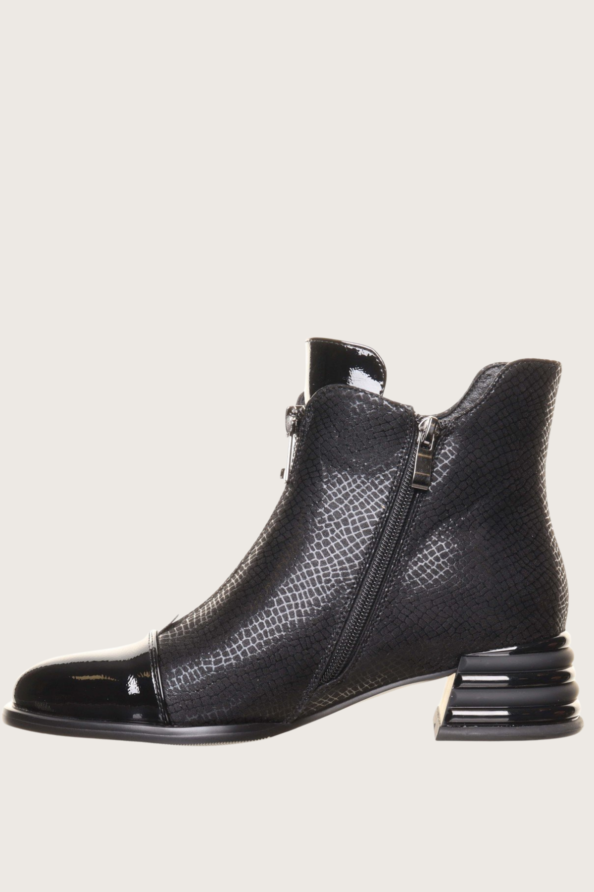 REDZ Front Zip Ankle Boots - Black
