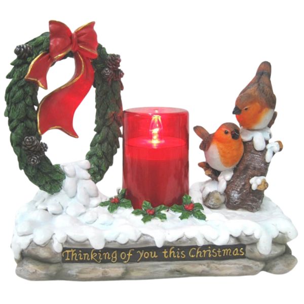 WGP “Thinking of You This Christmas” LED Robin Grave Ornament 22x20cm