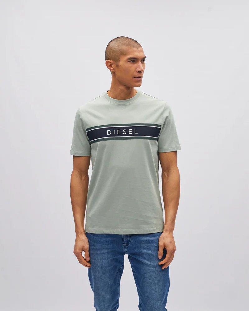 DIESEL Sammy Cotton O-Neck T-Shirt - Tidal Green