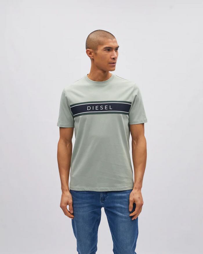 DIESEL Sammy Cotton O-Neck T-Shirt - Tidal Green