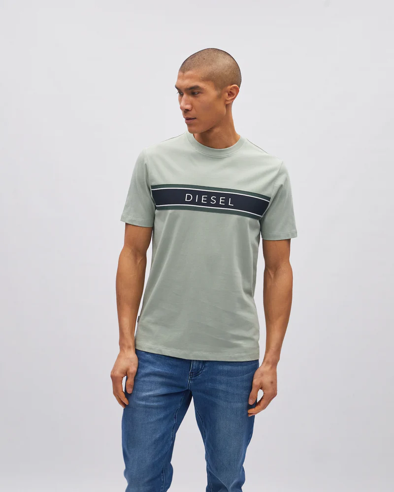 DIESEL Sammy Cotton O-Neck T-Shirt - Tidal Green