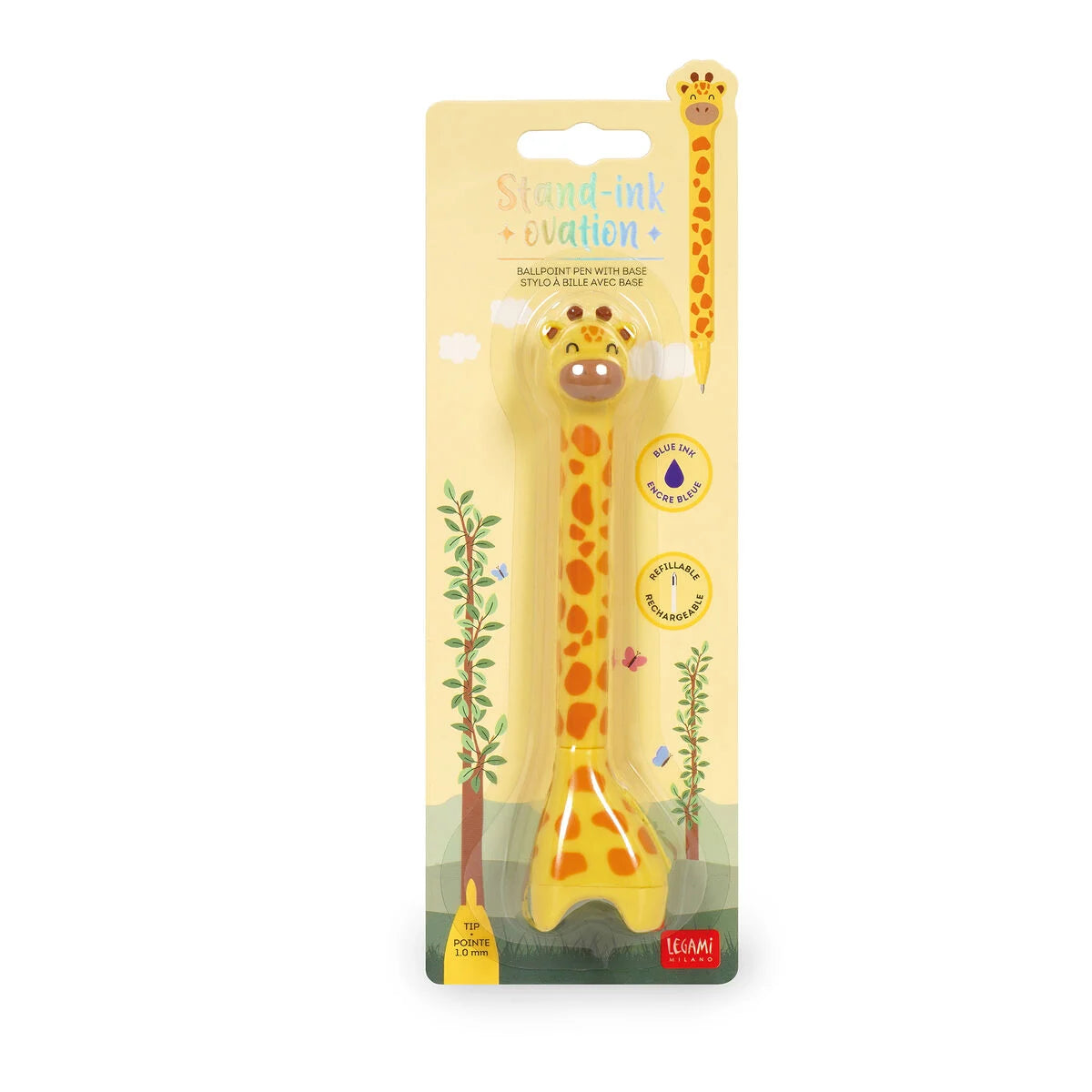 LEGAMI Ballpoint Pen with Base - Stand-Ink Ovation - Giraffe