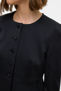 VERO MODA Sabia Fitted Peplum Satin Blazer - Black