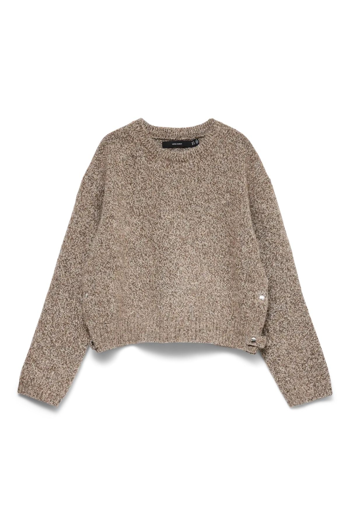VERO MODA Sabra Button Detail Chunky Jumper - Cocoa Brown