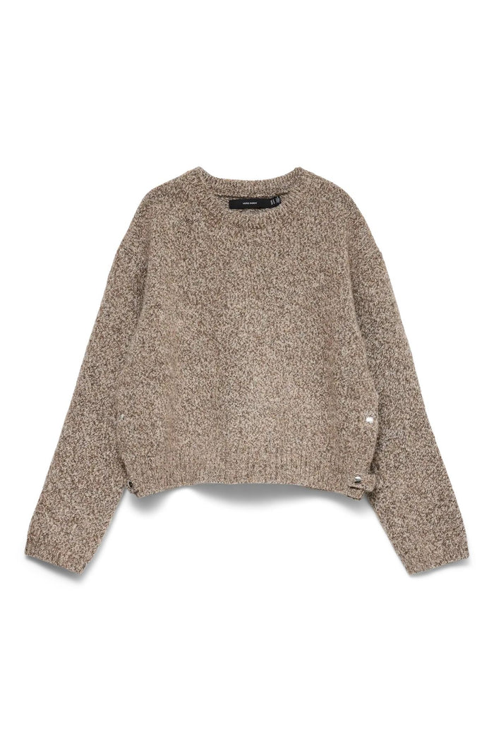 VERO MODA Sabra Button Detail Chunky Jumper - Cocoa Brown