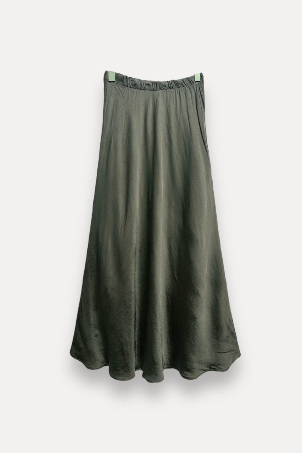 COPE CLOTHING Flowy Satin Long Skirt - Khaki