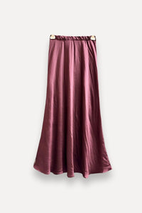 COPE CLOTHING Flowy Satin Long Skirt - Plum