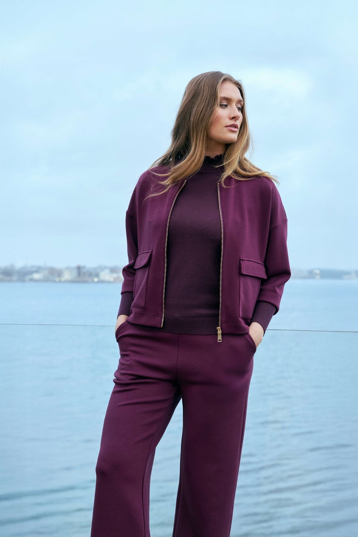 SUNDAY 3/4 Sleeve FZ Jacket - Plum