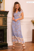COPE CLOTHING : Button Front Maxi Dress - Blue