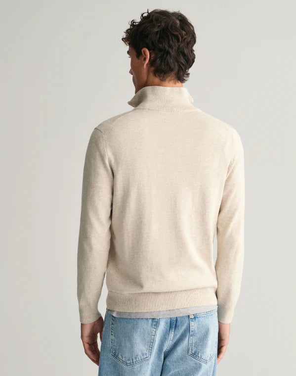 GANT Classic Cotton Half-Zip Sweater - Oat
