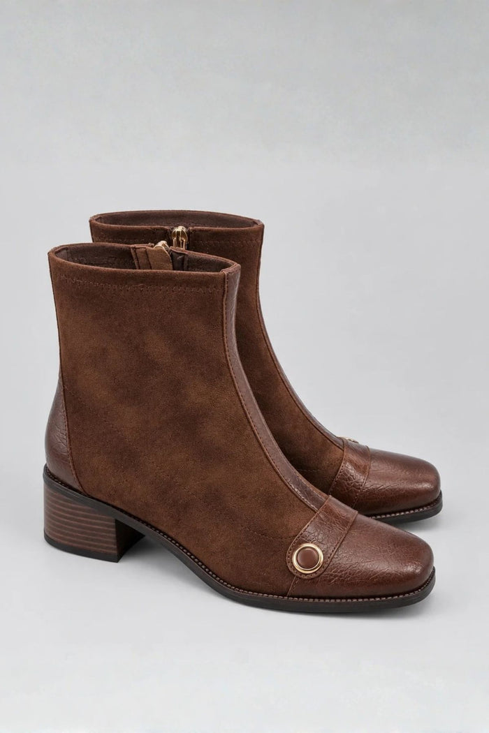 PATRIZIO COMO Serri Block Heel Ankle Boot - Tan