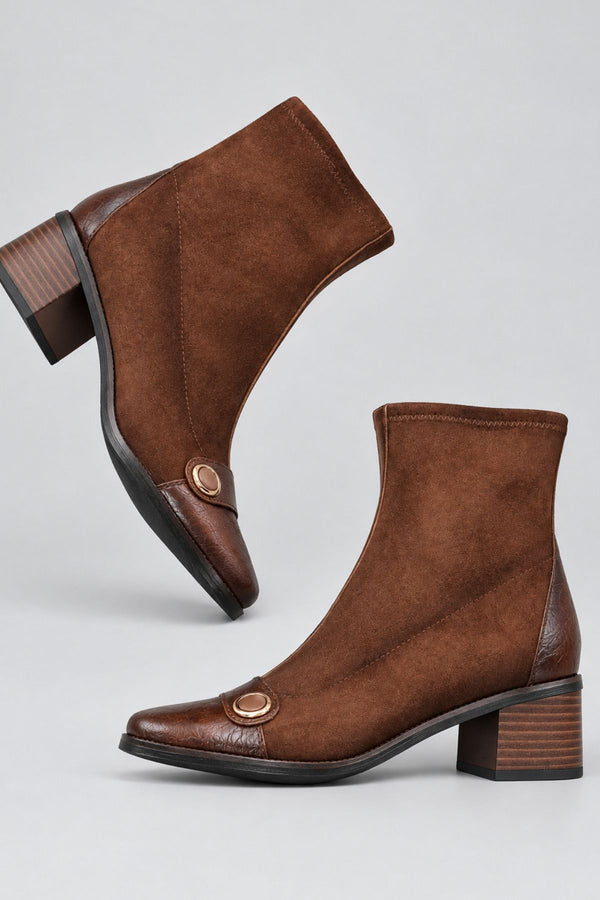 PATRIZIO COMO Serri Block Heel Ankle Boot - Tan