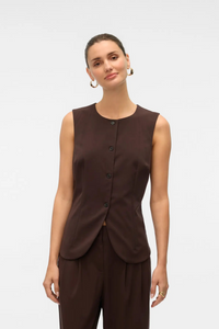 VERO MODA Sigga Waistcoat - Chocolate Brown