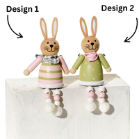 LANGS Easter Wooden Bunny Shelf Sitter with Dangly Legs 16cm - 1Pc