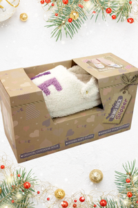 BRANDWELL Slingback Cosy Slippers - Cream/Purple