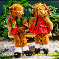 LANGS Christmas Highland Cow Plush Shelf Sitter 46cm - 1Pc
