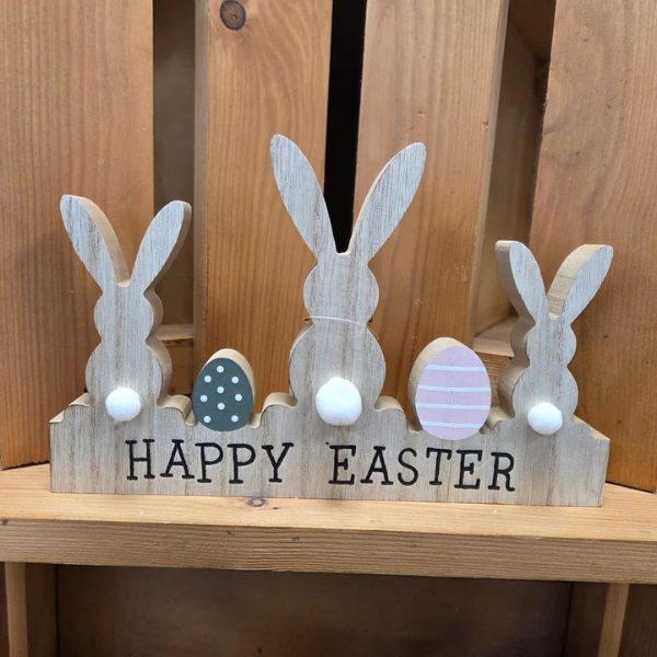 LANGS Bunny & Eggs Happy Easter Wooden Block